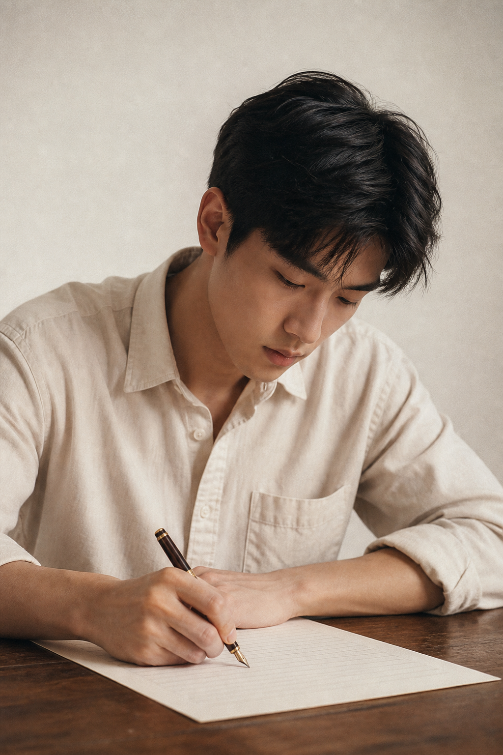 A student writing an English essay